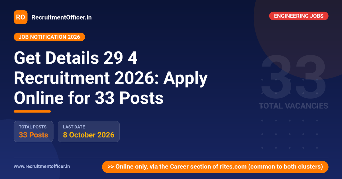 Get Details 29 4 Recruitment 2026: Apply Online for 33 Posts 1 Get Details 29 4 Recruitment 2026: Apply Online for 33 Posts - RecruitmentOfficer.in