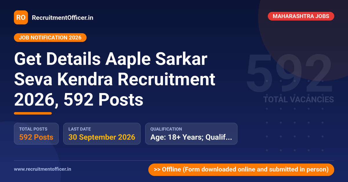 Get Details Aaple Sarkar Seva Kendra Recruitment 2026, 592 Posts 1 Get Details Aaple Sarkar Seva Kendra Recruitment 2026, 592 Posts - RecruitmentOfficer.in