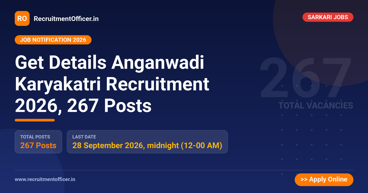 Get Details Anganwadi Karyakatri Recruitment 2026, 267 Posts - RecruitmentOfficer.in