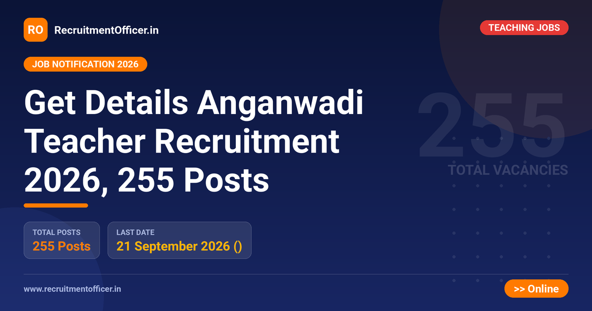 Get Details Anganwadi Teacher Recruitment 2026, 255 Posts 1 Get Details Anganwadi Teacher Recruitment 2026, 255 Posts - RecruitmentOfficer.in