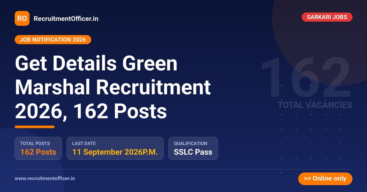 Get Details Green Marshal Recruitment 2026, 162 Posts 1 Get Details Green Marshal Recruitment 2026, 162 Posts - RecruitmentOfficer.in