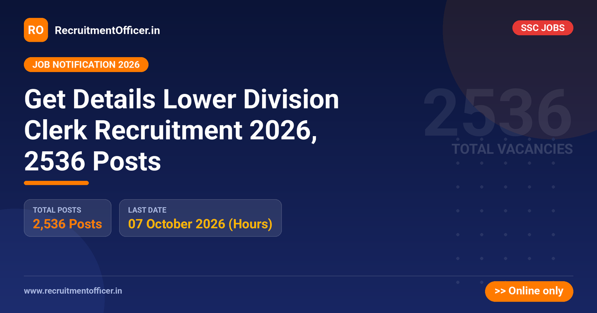 Get Details Lower Division Clerk Recruitment 2026, 2536 Posts - RecruitmentOfficer.in
