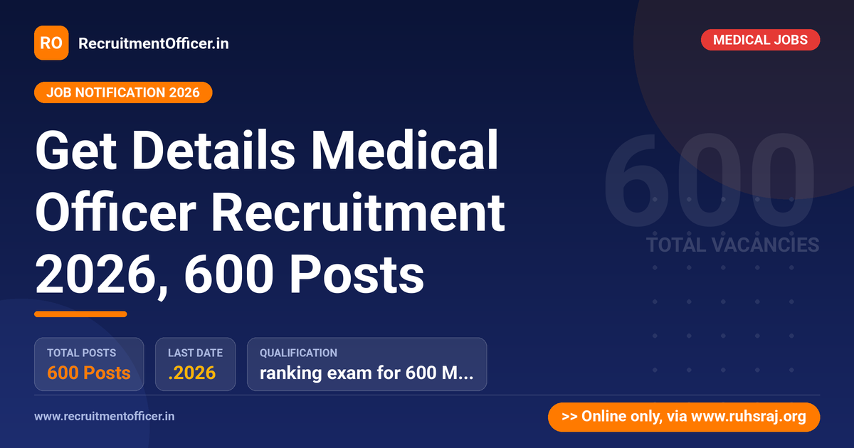 Get Details Medical Officer Recruitment 2026, 600 Posts - RecruitmentOfficer.in