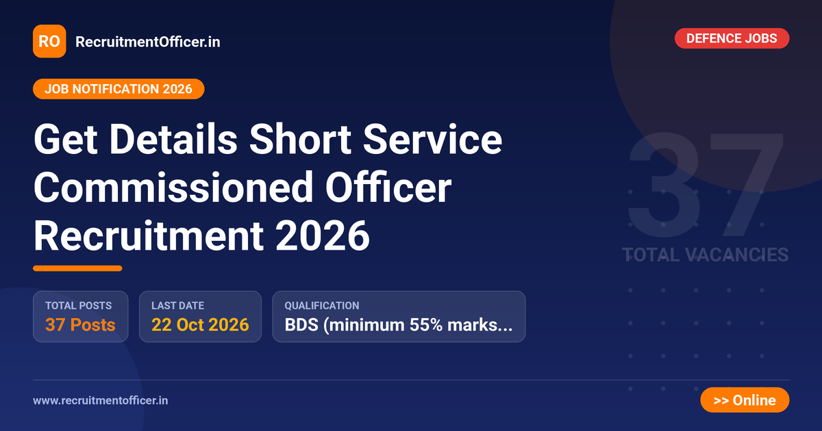 Get Details Short Service Commissioned Officer Recruitment 2026 - RecruitmentOfficer.in