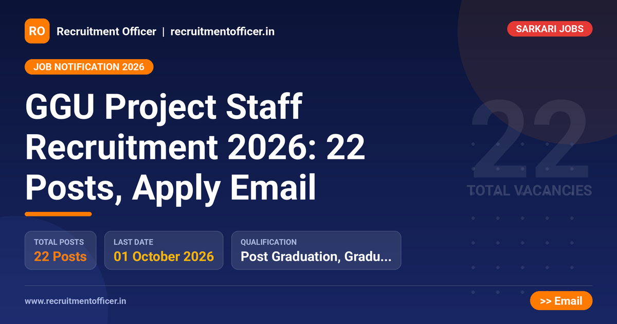 GGU Project Staff Recruitment 2026: 22 Posts, Apply Email 1 GGU Project Staff Recruitment 2026: 22 Posts, Apply Email - NRAI nrai.in