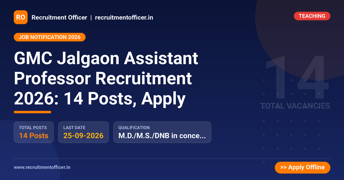 GMC Jalgaon Assistant Professor Recruitment 2026: 14 Posts, Apply - NRAI nrai.in