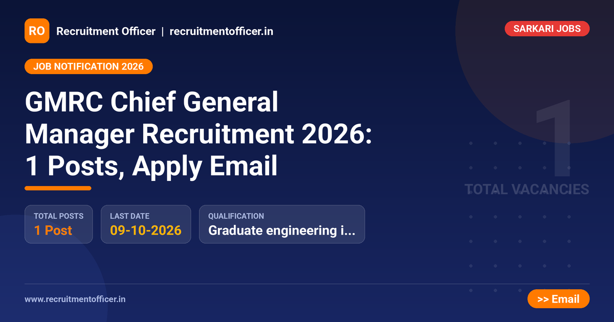GMRC Chief General Manager Recruitment 2026: 1 Posts, Apply Email 1 GMRC Chief General Manager Recruitment 2026: 1 Posts, Apply Email - NRAI nrai.in