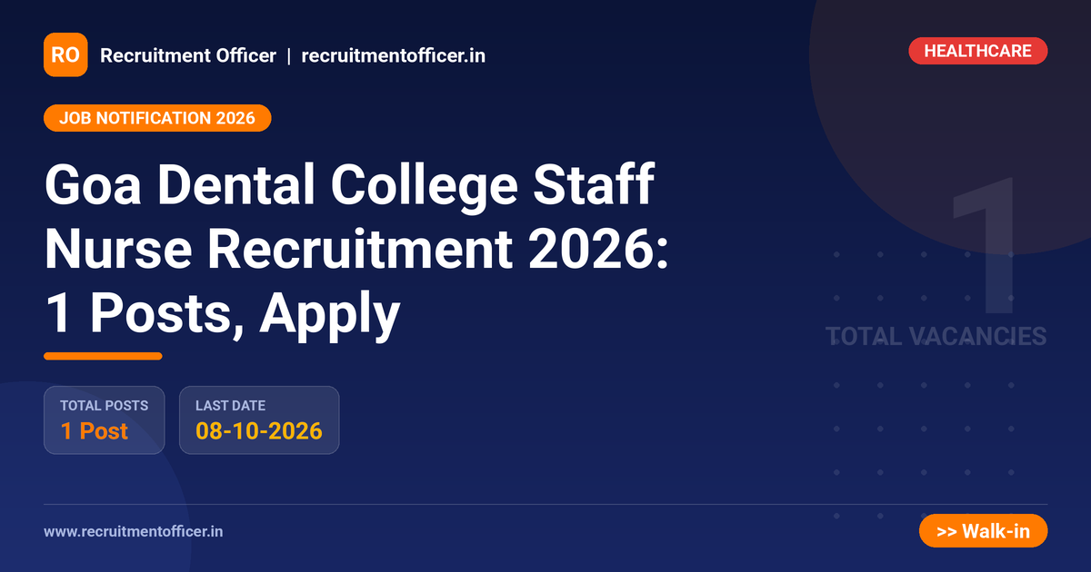 Goa Dental College Staff Nurse Recruitment 2026: 1 Posts, Apply 1 Goa Dental College Staff Nurse Recruitment 2026: 1 Posts, Apply - NRAI nrai.in
