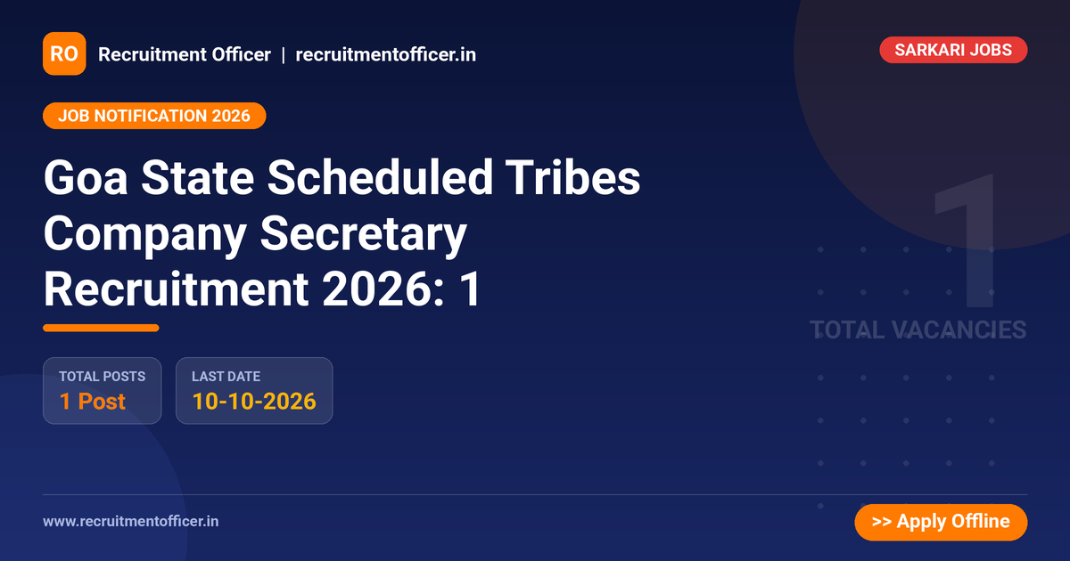 Goa State Scheduled Tribes Company Secretary Recruitment 2026: 1 1 Goa State Scheduled Tribes Company Secretary Recruitment 2026: 1 - NRAI nrai.in