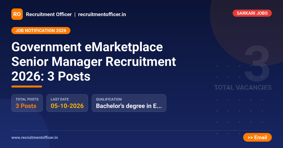 Government eMarketplace Senior Manager Recruitment 2026: 3 Posts 1 Government eMarketplace Senior Manager Recruitment 2026: 3 Posts - NRAI nrai.in