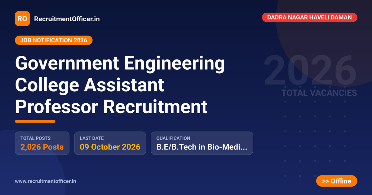 Government Engineering College Assistant Professor Recruitment - RecruitmentOfficer.in