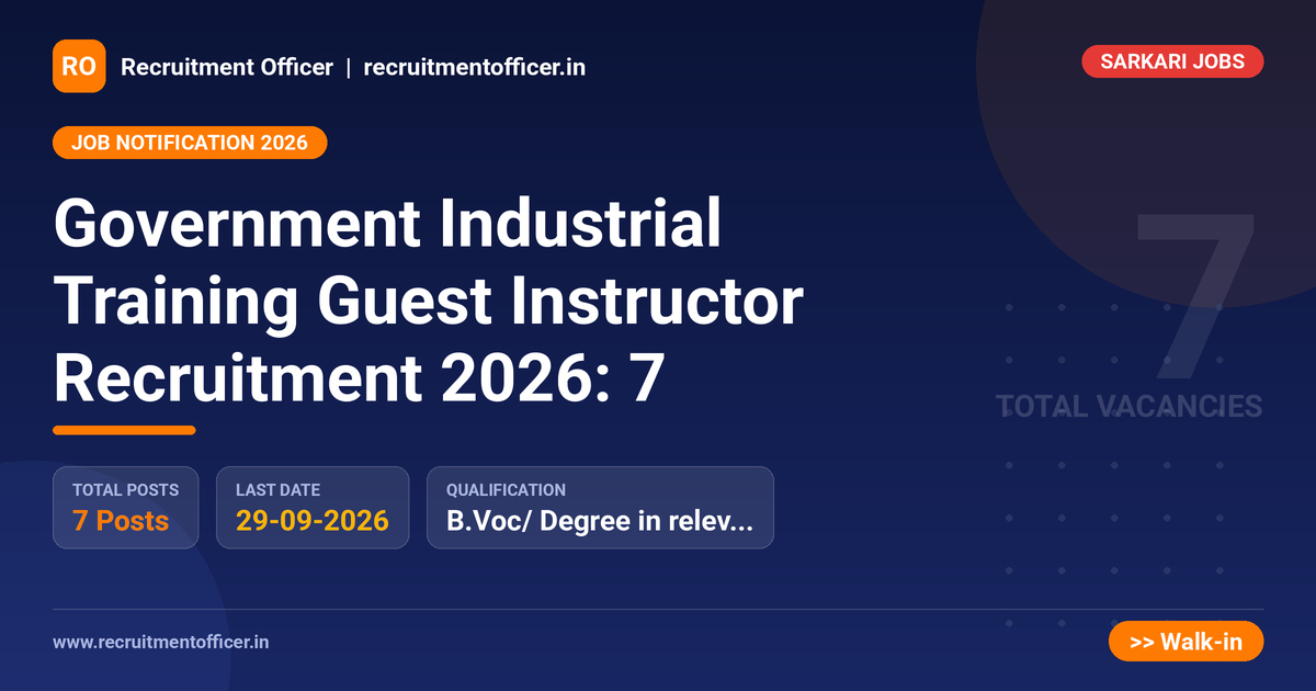 Government Industrial Training Guest Instructor Recruitment 2026: 7 1 Government Industrial Training Guest Instructor Recruitment 2026: 7 - NRAI nrai.in