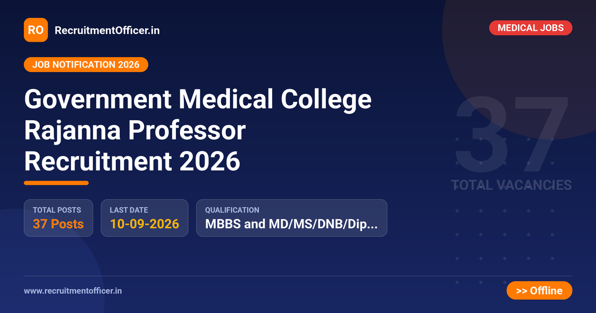 Government Medical College Rajanna Professor Recruitment 2026 1 Government Medical College Rajanna Professor Recruitment 2026 - RecruitmentOfficer.in