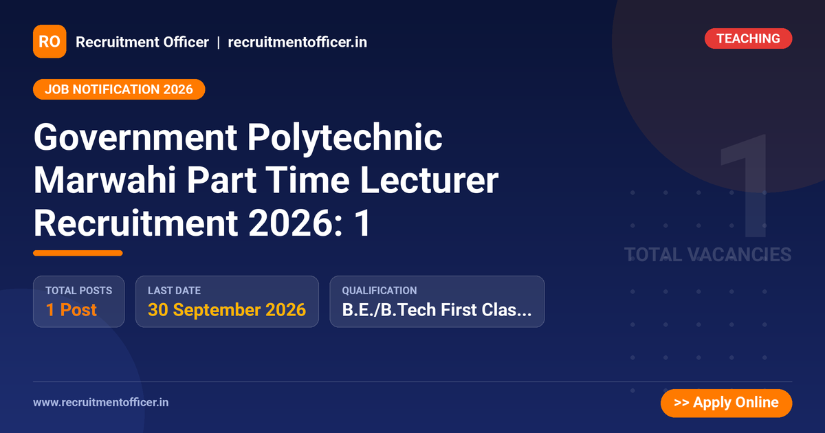 Government Polytechnic Marwahi Part Time Lecturer Recruitment 2026: 1 1 Government Polytechnic Marwahi Part Time Lecturer Recruitment 2026: 1 - NRAI nrai.in