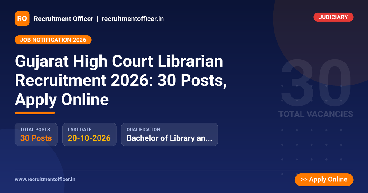 Gujarat High Court Librarian Recruitment 2026: 30 Posts, Apply Online 1 Gujarat High Court Librarian Recruitment 2026: 30 Posts, Apply Online - NRAI nrai.in
