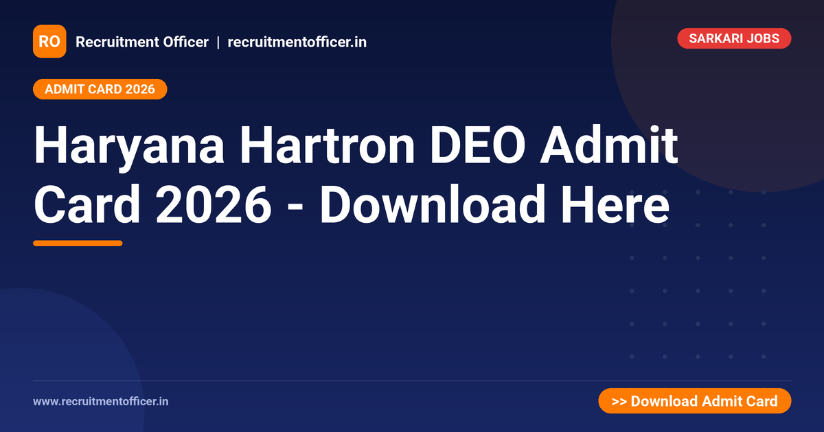 Haryana Hartron DEO Admit Card 2026 - Download Here - NRAI nrai.in