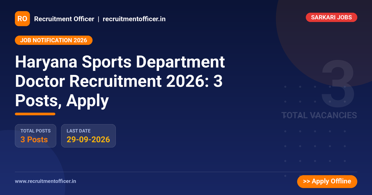 Haryana Sports Department Doctor Recruitment 2026: 3 Posts, Apply 1 Haryana Sports Department Doctor Recruitment 2026: 3 Posts, Apply - NRAI nrai.in