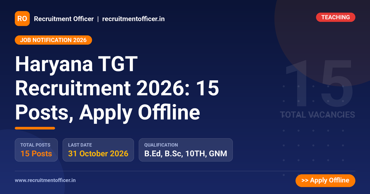 Haryana TGT Recruitment 2026: 15 Posts, Apply Offline - NRAI nrai.in