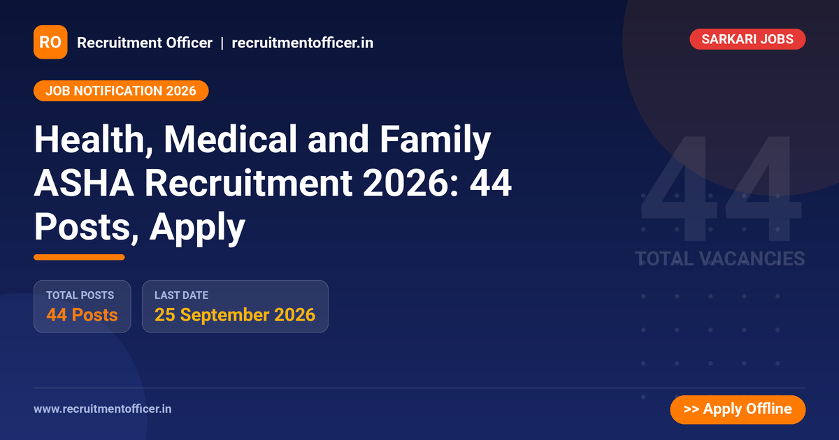 Health, Medical and Family ASHA Recruitment 2026: 44 Posts, Apply 1 Health, Medical and Family ASHA Recruitment 2026: 44 Posts, Apply - NRAI nrai.in