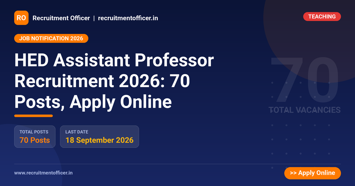 HED Assistant Professor Recruitment 2026: 70 Posts, Apply Online - NRAI nrai.in