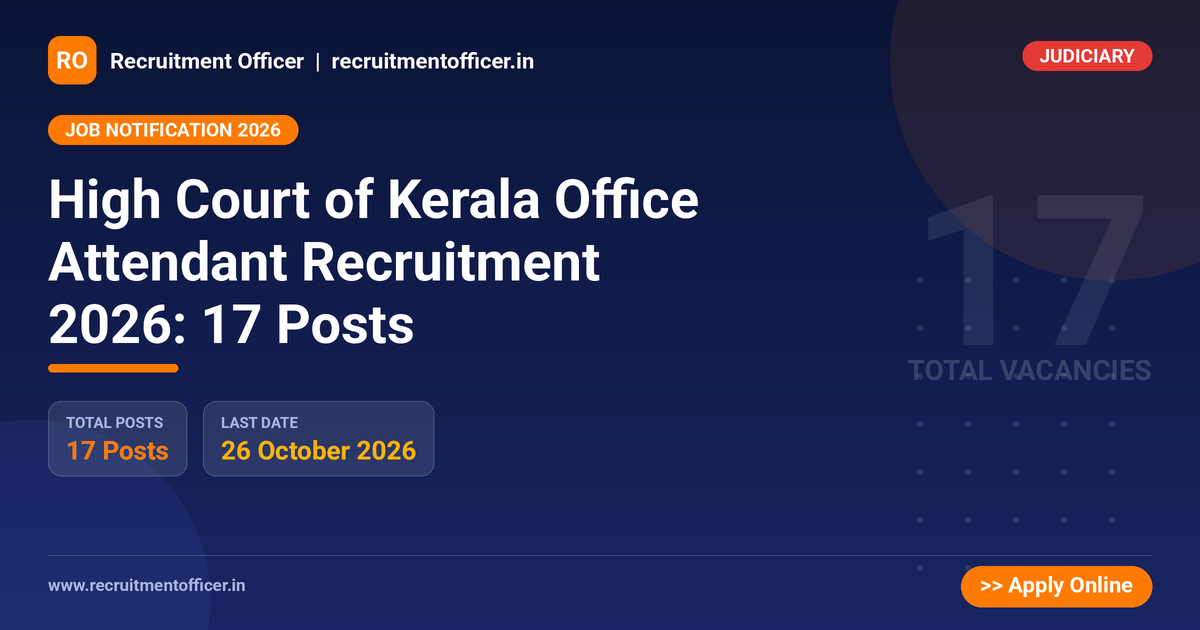 High Court of Kerala Office Attendant Recruitment 2026: 17 Posts 1 High Court of Kerala Office Attendant Recruitment 2026: 17 Posts - NRAI nrai.in