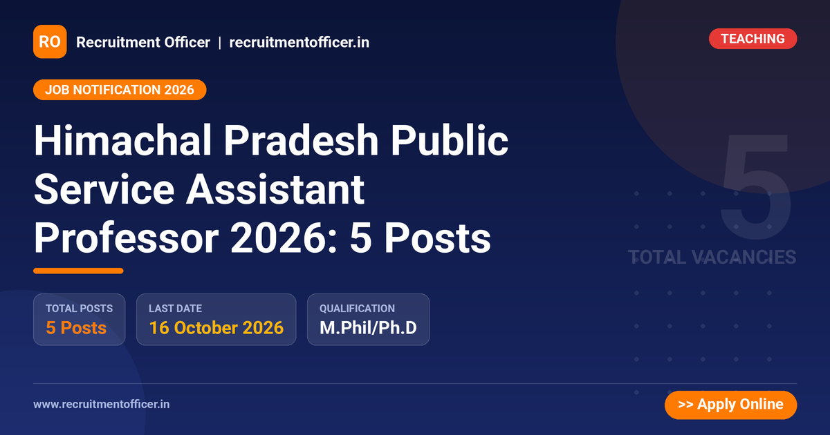 Himachal Pradesh Public Service Assistant Professor 2026: 5 Posts 1 Himachal Pradesh Public Service Assistant Professor 2026: 5 Posts - NRAI nrai.in