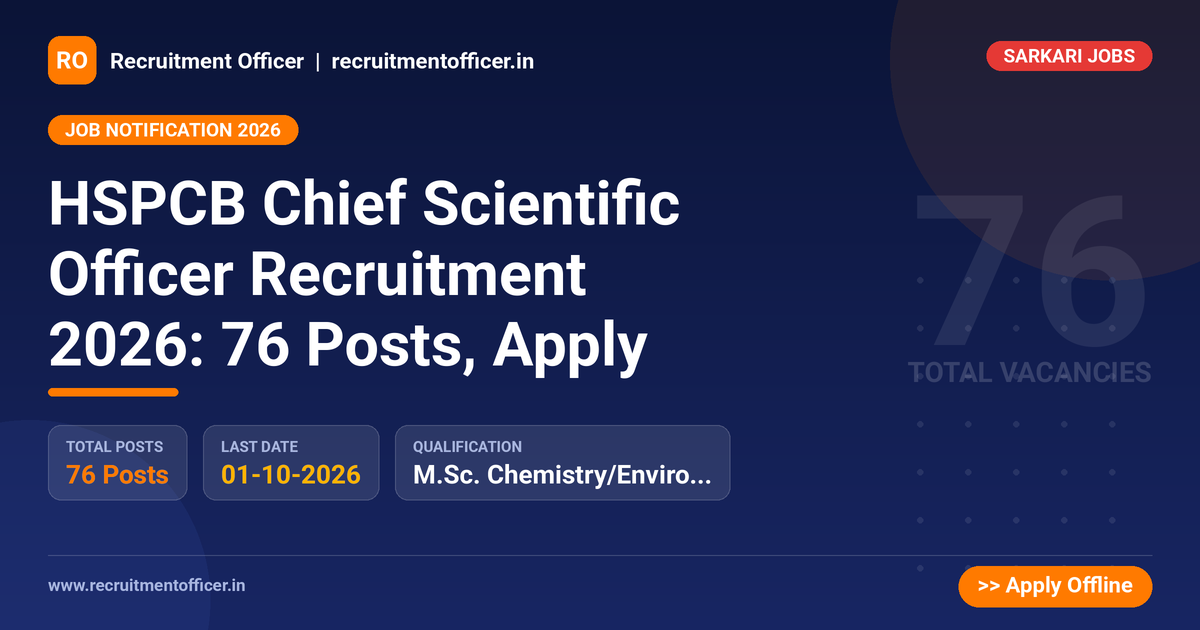 HSPCB Chief Scientific Officer Recruitment 2026: 76 Posts, Apply 1 HSPCB Chief Scientific Officer Recruitment 2026: 76 Posts, Apply - NRAI nrai.in