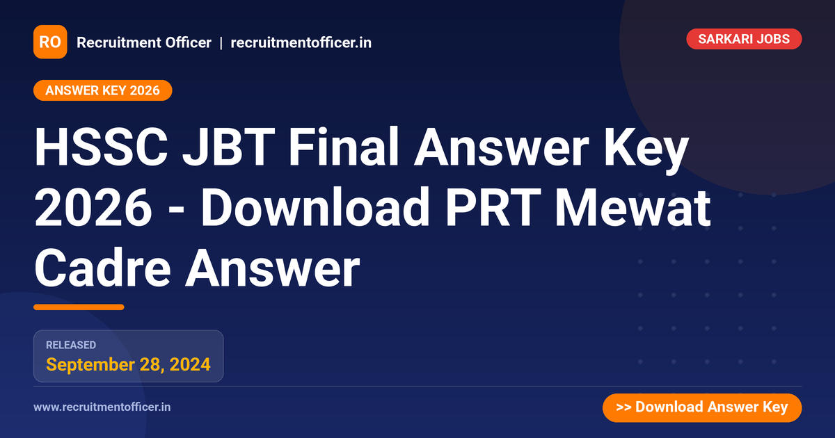 HSSC JBT Final Answer Key 2026 - Download PRT Mewat Cadre Answer 1 HSSC JBT Final Answer Key 2026 - Download PRT Mewat Cadre Answer - NRAI nrai.in