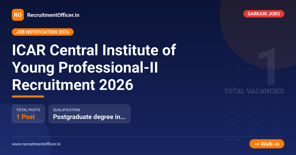 ICAR Central Institute of Young Professional-II Recruitment 2026 - RecruitmentOfficer.in