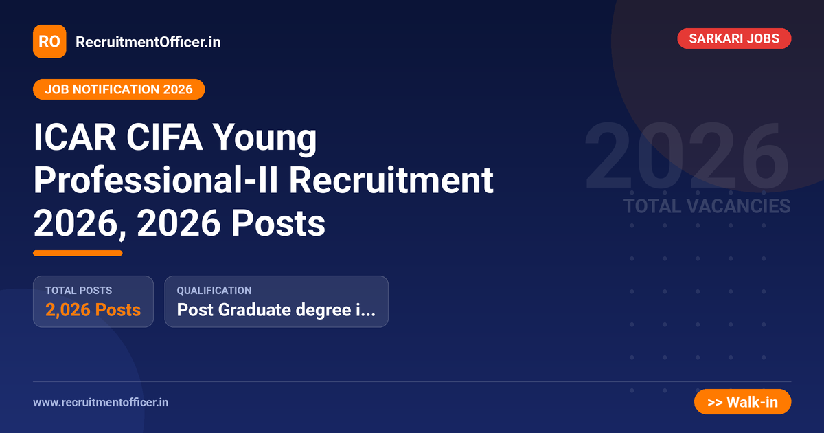 ICAR CIFA Young Professional-II Recruitment 2026, 2026 Posts 1 ICAR CIFA Young Professional-II Recruitment 2026, 2026 Posts - RecruitmentOfficer.in