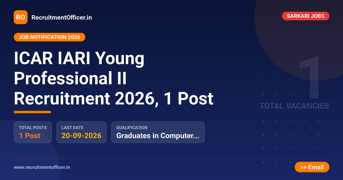 ICAR IARI Young Professional II Recruitment 2026, 1 Post - RecruitmentOfficer.in