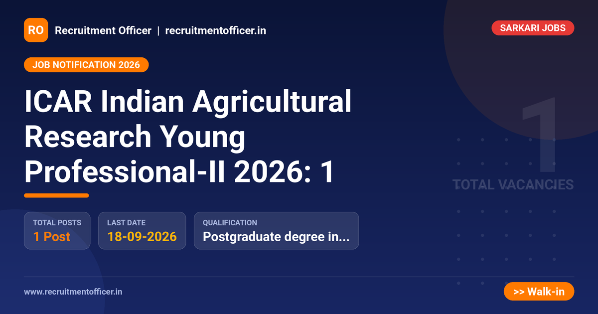 ICAR Indian Agricultural Research Young Professional-II 2026: 1 - NRAI nrai.in