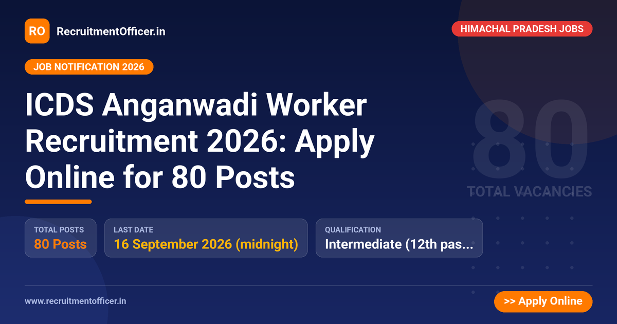 ICDS Anganwadi Worker Recruitment 2026: Apply Online for 80 Posts - RecruitmentOfficer.in