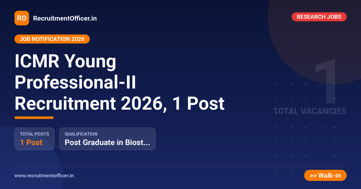 ICMR Young Professional-II Recruitment 2026, 1 Post - RecruitmentOfficer.in