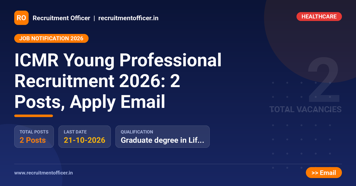ICMR Young Professional Recruitment 2026: 2 Posts, Apply Email 1 ICMR Young Professional Recruitment 2026: 2 Posts, Apply Email - NRAI nrai.in