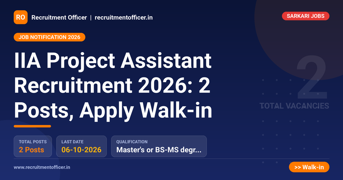 IIA Project Assistant Recruitment 2026: 2 Posts, Apply Walk-in - NRAI nrai.in