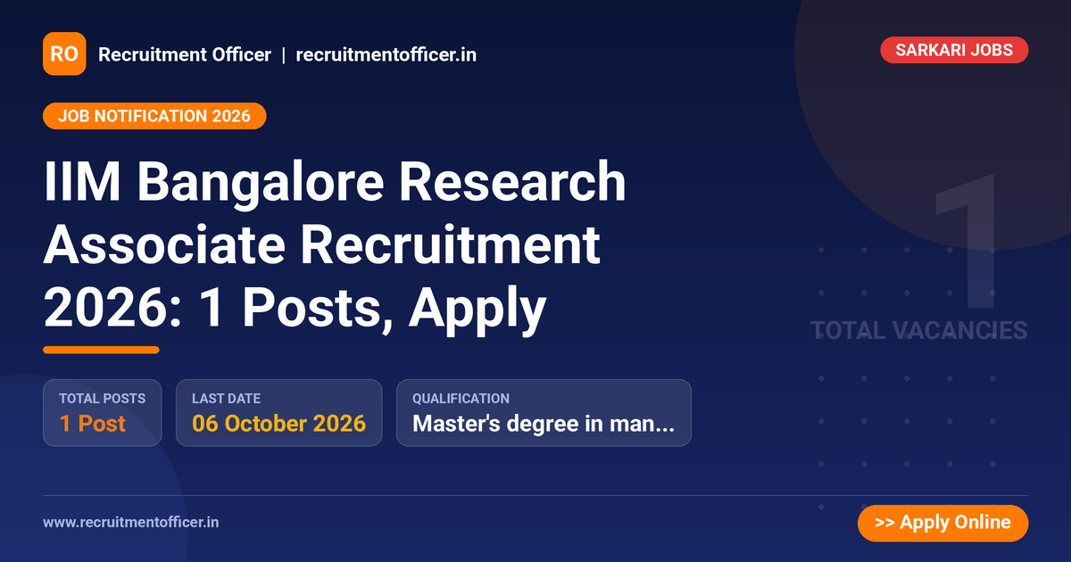 IIM Bangalore Research Associate Recruitment 2026: 1 Posts, Apply 1 IIM Bangalore Research Associate Recruitment 2026: 1 Posts, Apply - NRAI nrai.in