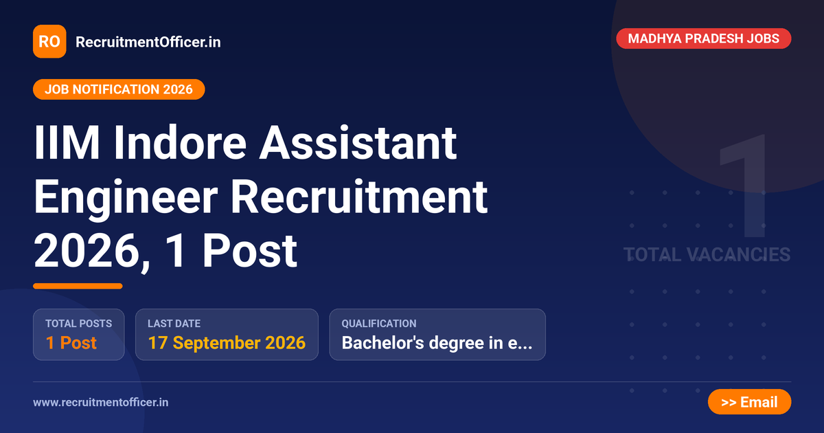 IIM Indore Assistant Engineer Recruitment 2026, 1 Post - RecruitmentOfficer.in