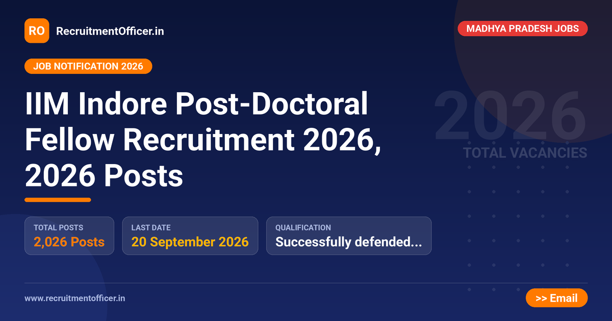 IIM Indore Post-Doctoral Fellow Recruitment 2026, 2026 Posts - RecruitmentOfficer.in