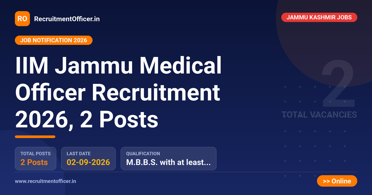 IIM Jammu Medical Officer Recruitment 2026, 2 Posts - RecruitmentOfficer.in