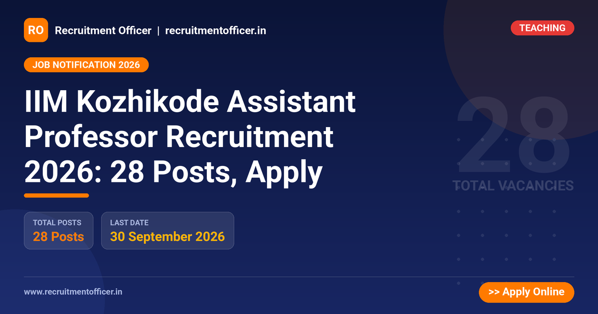 IIM Kozhikode Assistant Professor Recruitment 2026: 28 Posts, Apply 1 IIM Kozhikode Assistant Professor Recruitment 2026: 28 Posts, Apply - NRAI nrai.in