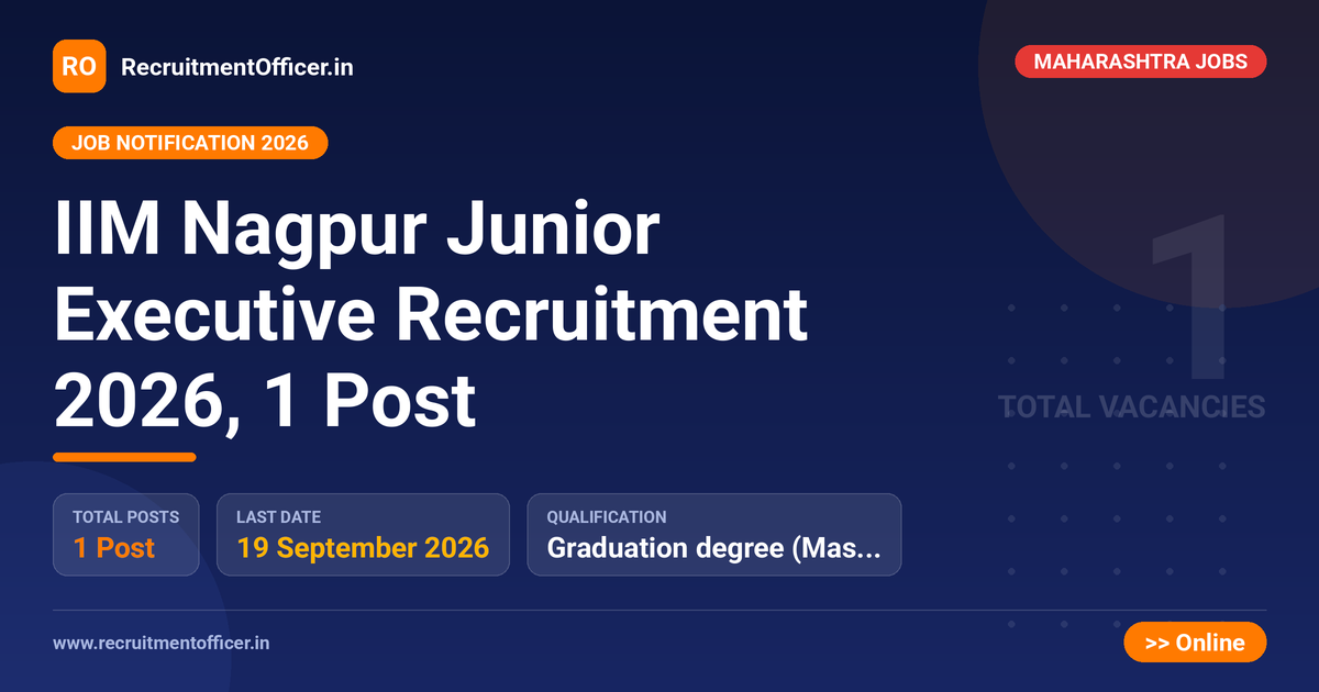 IIM Nagpur Junior Executive Recruitment 2026, 1 Post - RecruitmentOfficer.in