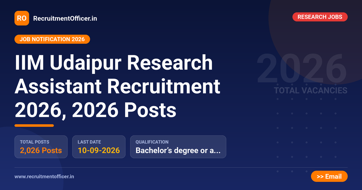 IIM Udaipur Research Assistant Recruitment 2026, 2026 Posts 1 IIM Udaipur Research Assistant Recruitment 2026, 2026 Posts - RecruitmentOfficer.in