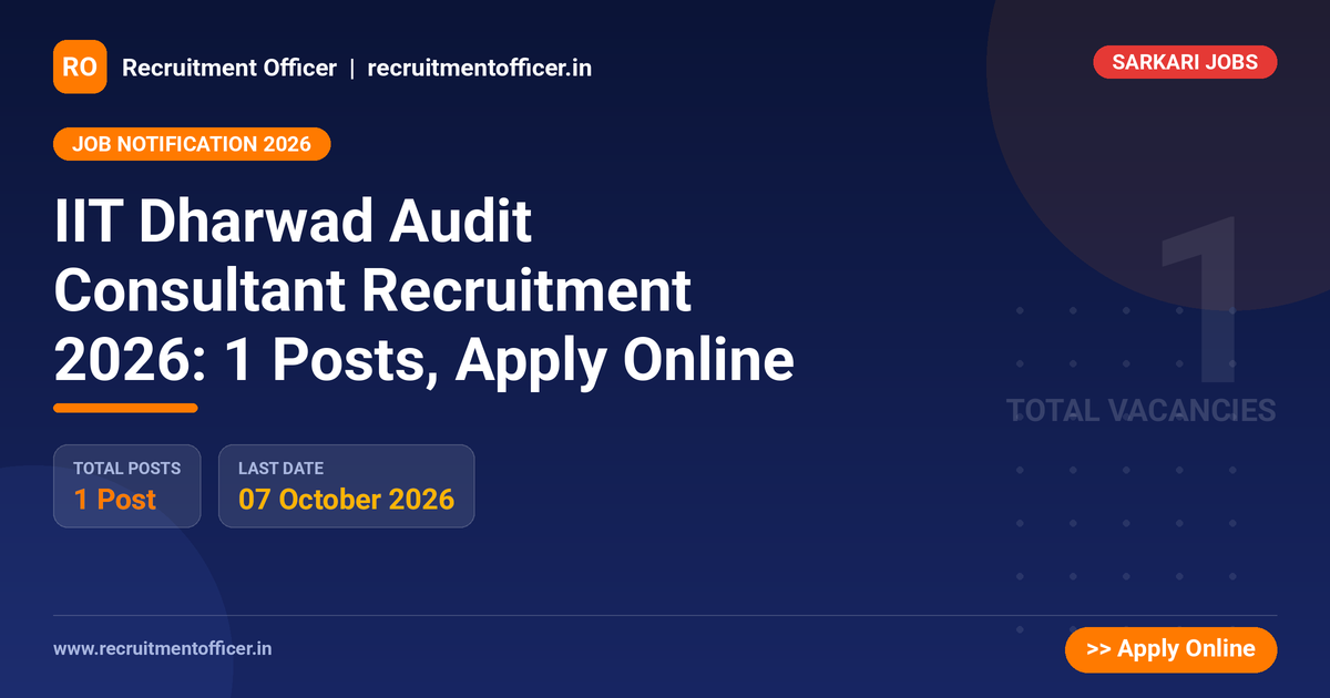 IIT Dharwad Audit Consultant Recruitment 2026: 1 Posts, Apply Online - NRAI nrai.in