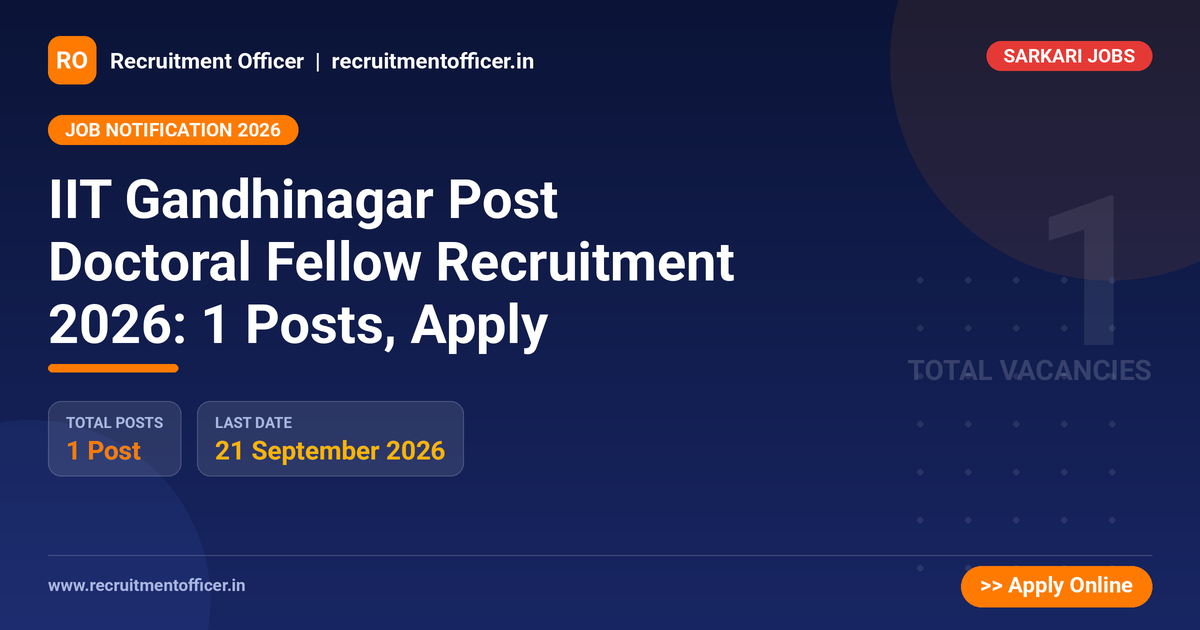 IIT Gandhinagar Post Doctoral Fellow Recruitment 2026: 1 Posts, Apply - NRAI nrai.in