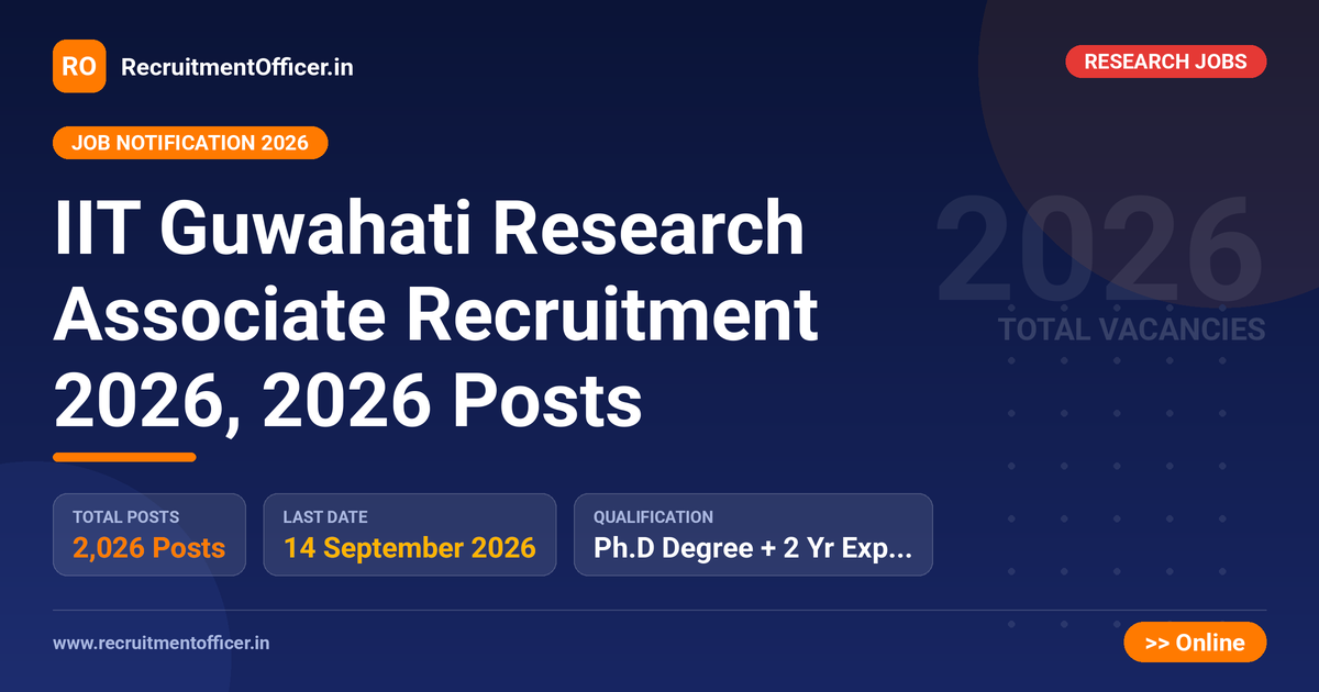 IIT Guwahati Research Associate Recruitment 2026, 2026 Posts - RecruitmentOfficer.in