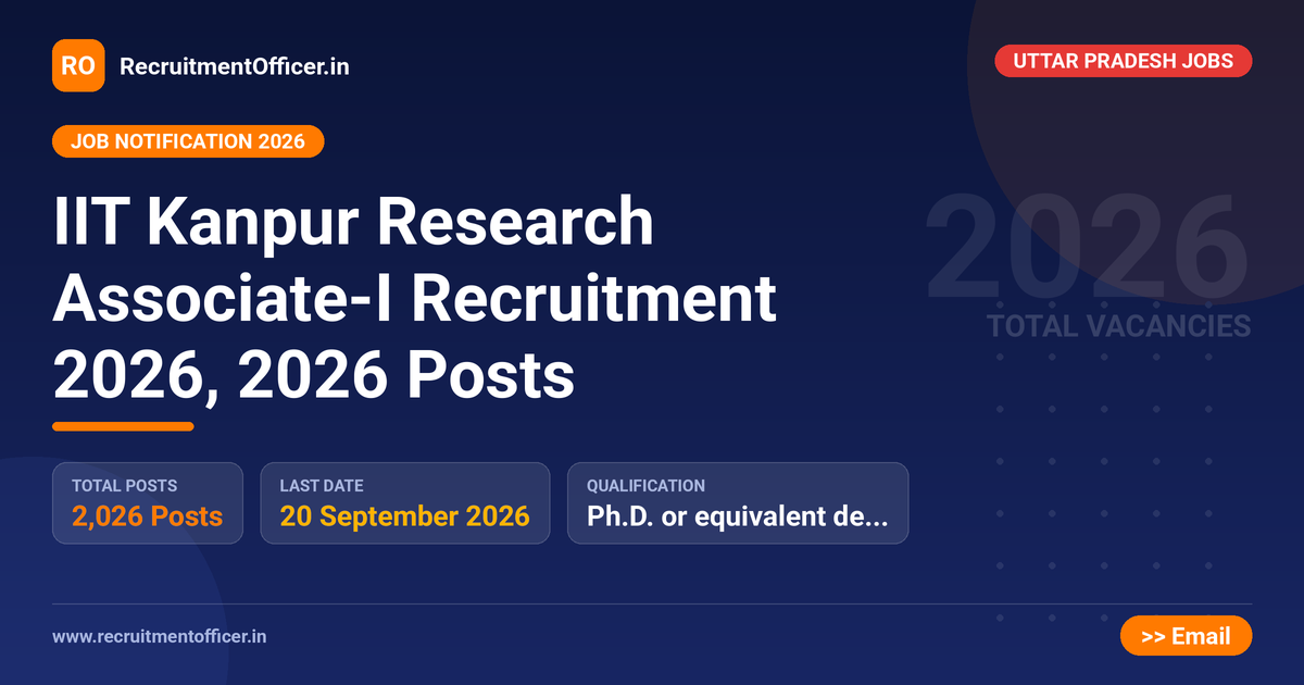 IIT Kanpur Research Associate-I Recruitment 2026, 2026 Posts 1 IIT Kanpur Research Associate-I Recruitment 2026, 2026 Posts - RecruitmentOfficer.in