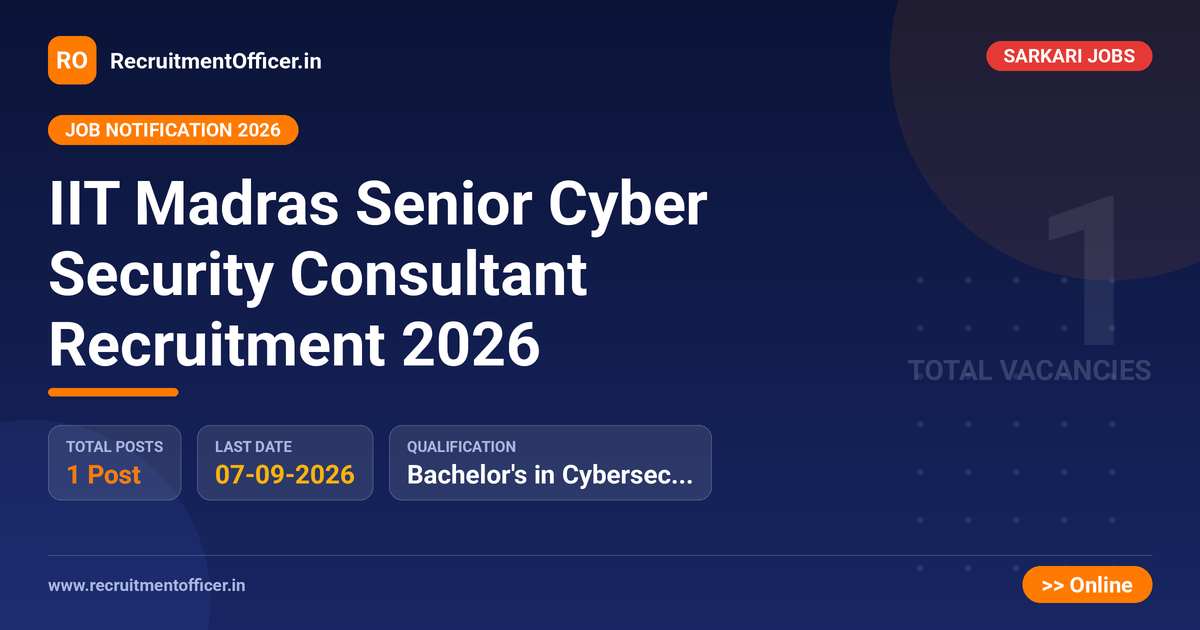 IIT Madras Senior Cyber Security Consultant Recruitment 2026 - RecruitmentOfficer.in