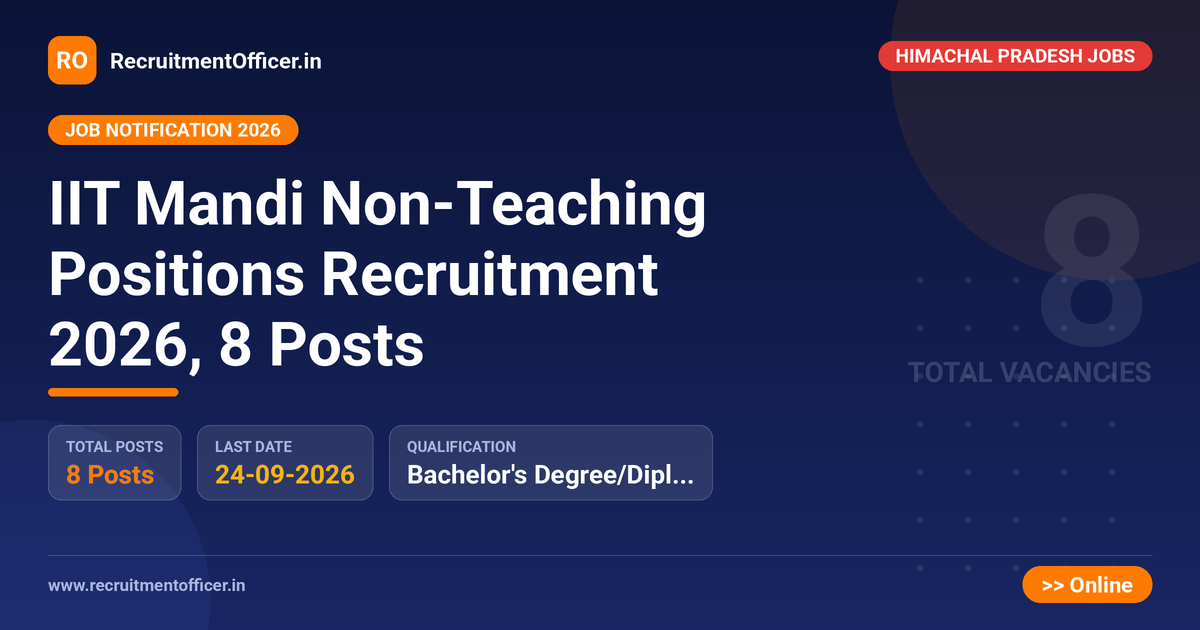 IIT Mandi Non-Teaching Positions Recruitment 2026, 8 Posts 1 IIT Mandi Non-Teaching Positions Recruitment 2026, 8 Posts - RecruitmentOfficer.in