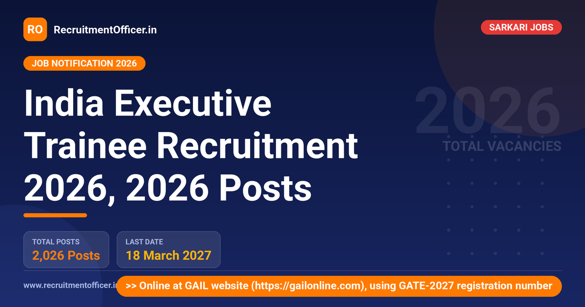 India Executive Trainee Recruitment 2026, 2026 Posts - RecruitmentOfficer.in